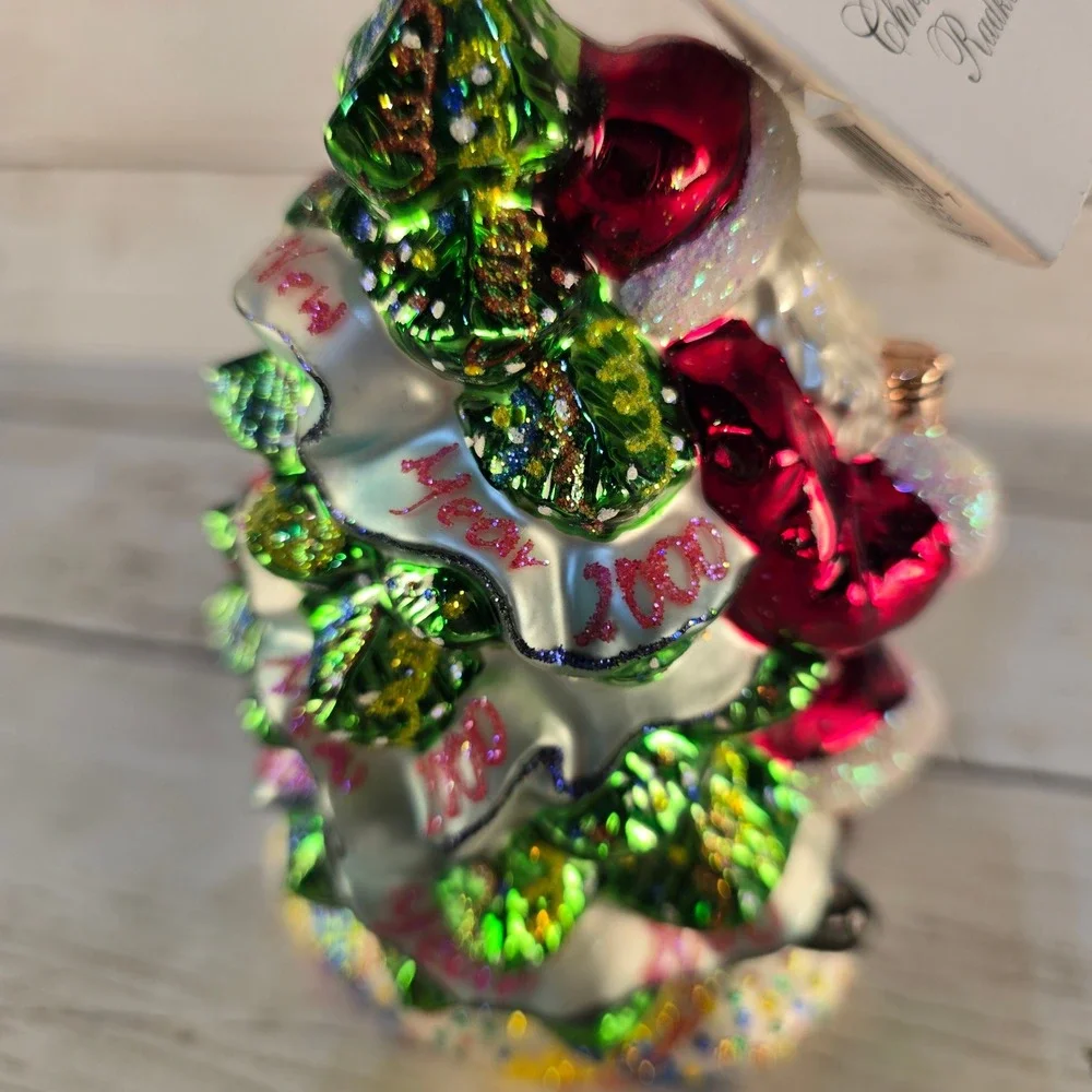 Christopher Radko Year 2000 Millennium Santa Glass Ornament Happy New Year Tree